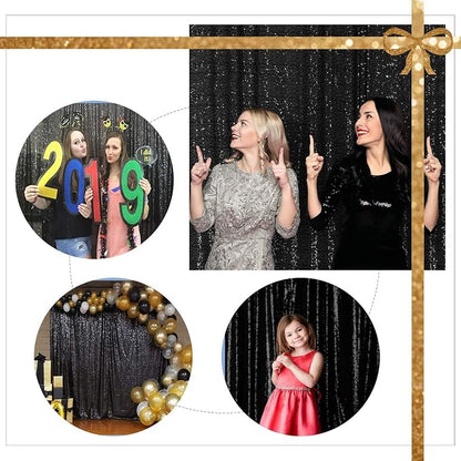 Juya Delight Black Sequin Backdrop, 6FTx8FT NO See-Through Photobooth Backdrop - Image 7