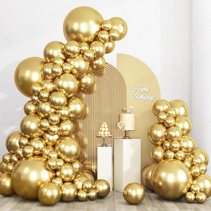 RUBFAC 135pcs Gold Balloons Different Sizes 18 12 10 5 Inch by RUBFAC