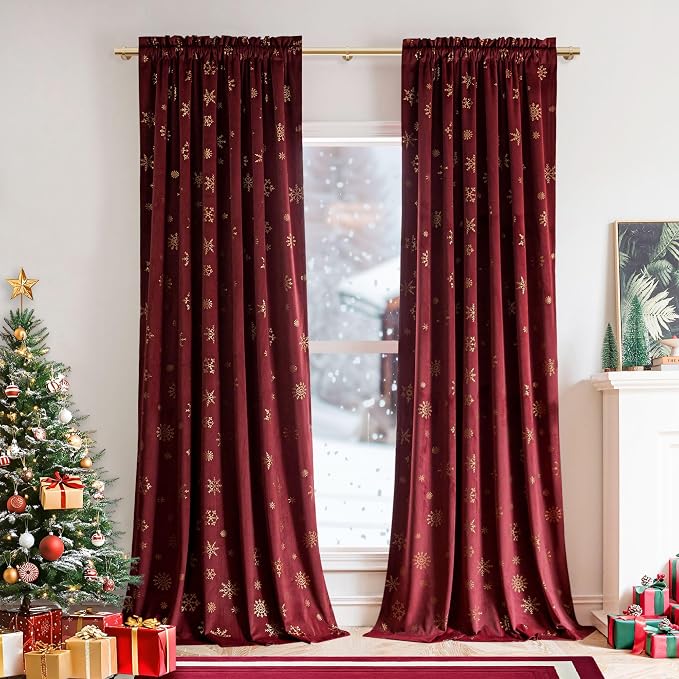 Beauoop Christmas Red Velvet Curtain - Image 6