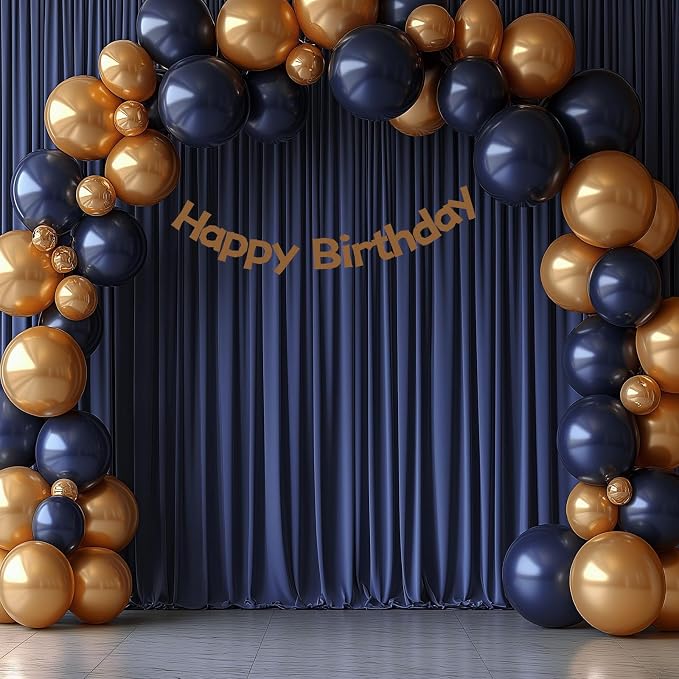 ESGOTBME 30x10ft Wrinkle Free Navy Blue Backdrop Curtain - Image 8