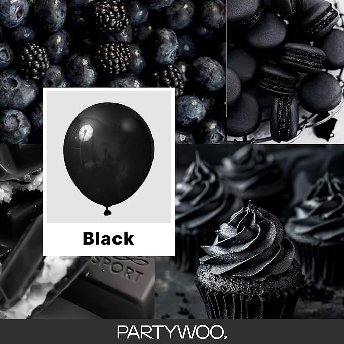 PartyWoo Black Balloons 152pcs Different Sizes of 18 12 10 5 Inch | Balloons - Image 2