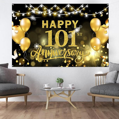 WeBenison Happy 101st Anniversary Backdrop 101st Wedding Anniversary - Image 7