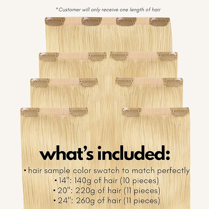 Irresistible Me Real Human Hair Extensions Clip Ins – 100% Human Hair Clip In Extensions for Length & Volume – Invisible Extension – Heat Resistant & Dyeable – Light Blonde, 14 Inches