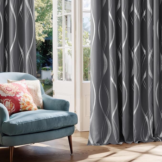 NICETOWN Grey Blackout Short Curtain - Image 4