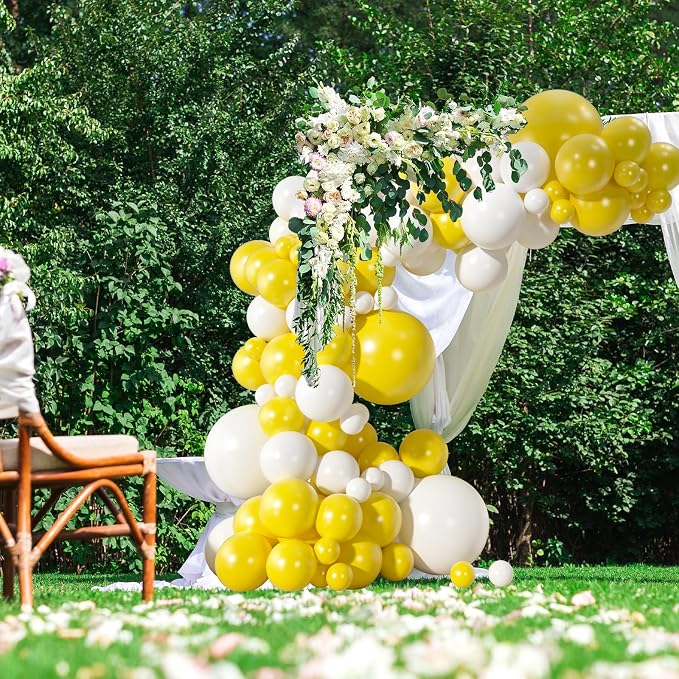 110pcs Yellow and White Balloons Garland Arch Kit, 18/12/10/5 Inch Balloons | - Image 6