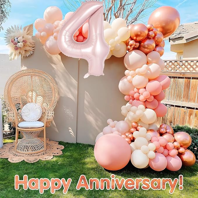 Light Pink Number 4 Balloon, 40 Inch Giant Mylar Number Balloons, Large Foil - Image 7
