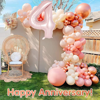 Light Pink Number 4 Balloon, 40 Inch Giant Mylar Number Balloons, Large Foil - Image 7