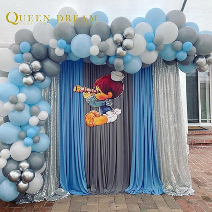 Silver Sequin Backdrop 2 Panels 2FTx8FT Christmas Party Backdrop Curtains | - Image 3