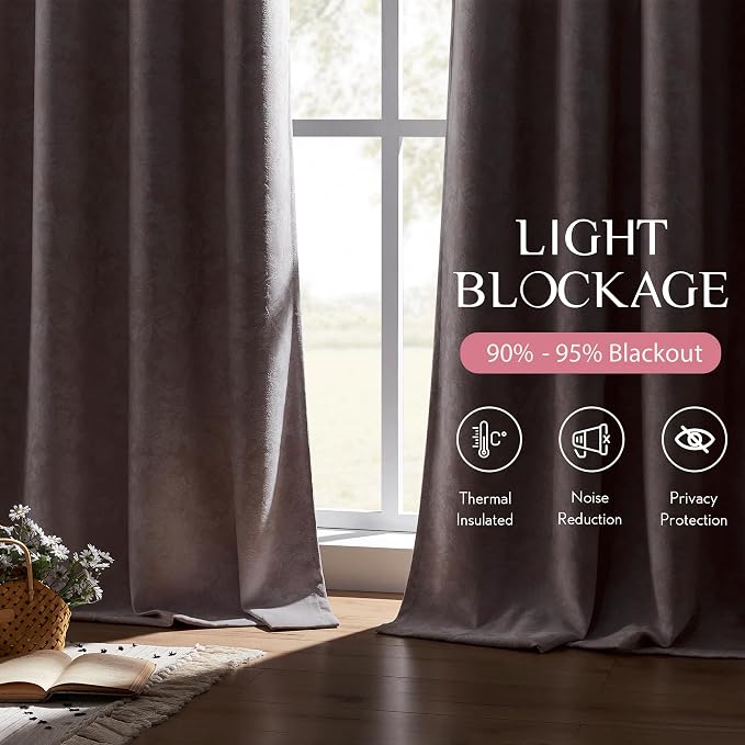 Beauoop Pink Floral Jacquard Blackout Curtains - Image 4
