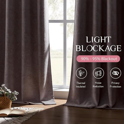 Beauoop Pink Floral Jacquard Blackout Curtains - Image 4