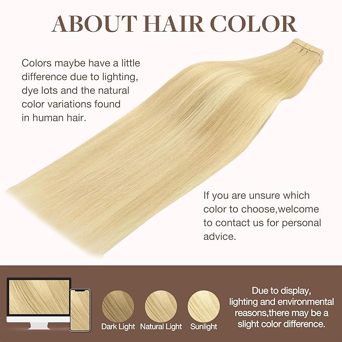 GOO GOO Tape in Hair Extensions Human Hair, 18AT60A Pearl Ash Blonde Highlights, 14inch 50g 20pcs, Skin Weft Seamless Invisible, Silky Straight with Thick Ends, Remy Human Hair