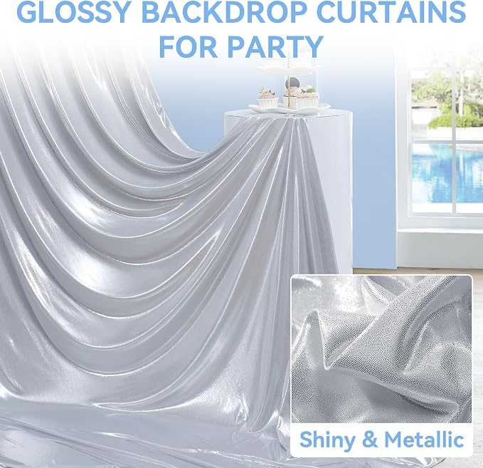 gogoparti 20X10 FT Silver Backdrop Curtain - Image 3