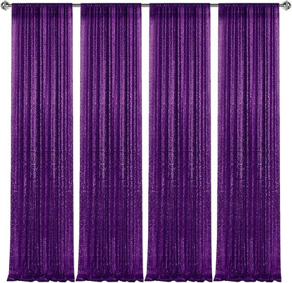 2×8FT-4PCS Purple Sequin Backdrop Curtains Panels, Photography Backdrop Glitter - Image 7