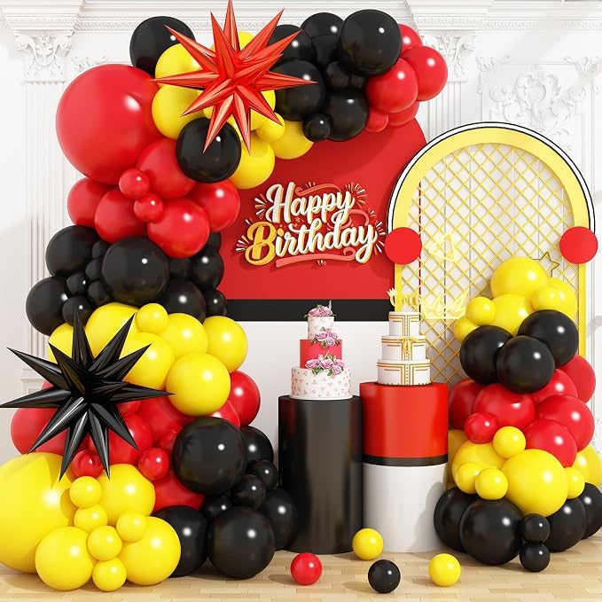 Red Black Yellow Balloon Arch Kit by Adorely