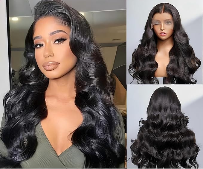 Real HD Lace Wig 13x6 Full Lace Frontal Wig 220% Density Body Wave HD Transparent Lace Front Wigs Virgin Human Hair Wigs Pre Plucked with Baby Hair 26 inch