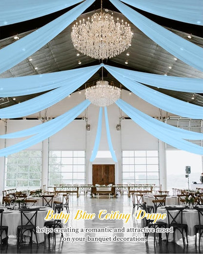 6 Panels Baby Blue Ceiling Drapes - Image 5