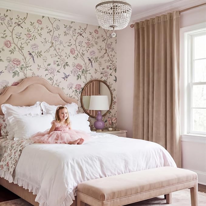 Blush Beige Velvet Curtains for Nursery Girls Room, Privacy Window Drapes - Image 8