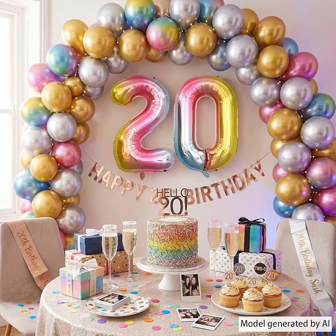 Rainbow Ombre Number 0 Balloon 40 Inch, Pastel Foil - Image 6