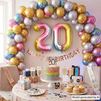 Rainbow Ombre Number 0 Balloon 40 Inch, Pastel Foil - Image 6