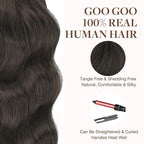 GOO GOO Tape in Hair Extensions Human Hair, 1C Mocha Brown, 26inch 120g 40pcs, Skin Weft Seamless Invisible, Silky Straight with Thick Ends, Remy Human Hair