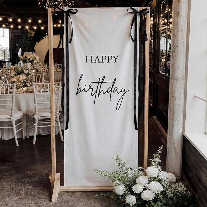 Tingjoo 27 × 78 Inch Happy Birthday Fabric Banner Long Birthday Party - Image 6