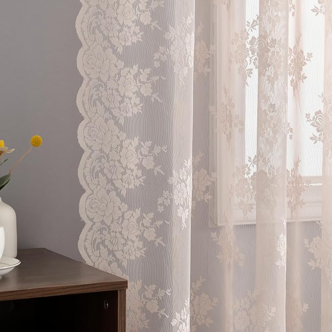 Kotile Blush Pink Lace Curtains by Kotile+Curtains