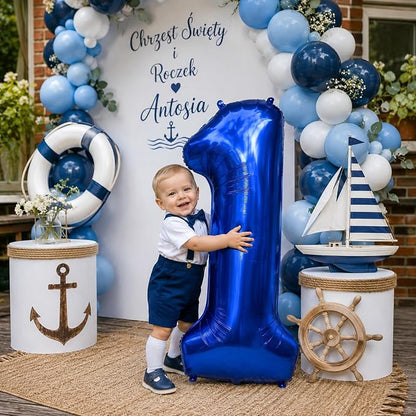 40 Inch Navy Blue Number 1 Balloon, Dark Royal Blue Large Self Inflating Foil - Image 4