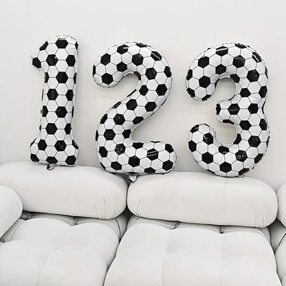 Black White Soccer Number 3 Balloon 3nd Birthday Decoration 40in 3 Balloon | - Image 5
