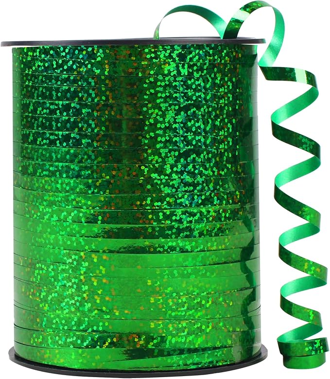 500 Yards Green Curling Ribbon， Metallic Shiny Curling Ribbon use by qiqibaobao