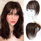 Amchoice Hair Toppers for Women Real Human Hair, Bangs Hair Clip 360° 3D Cover Bangs, Human Hair Toppers for Women Daily(Mocha, 3D Wispy Bangs (5 * 9))