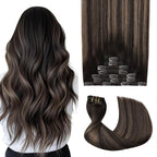 Pro2.0 Remy Clip in Extensions Real Human Hair #2/6/2 Balayage Dark Brown to Chestnut Brown Remy Clip in Hair Extensions Real Human Hair 18inch 120g Thick 7pcs Double Weft（#2/6/2-18inch）