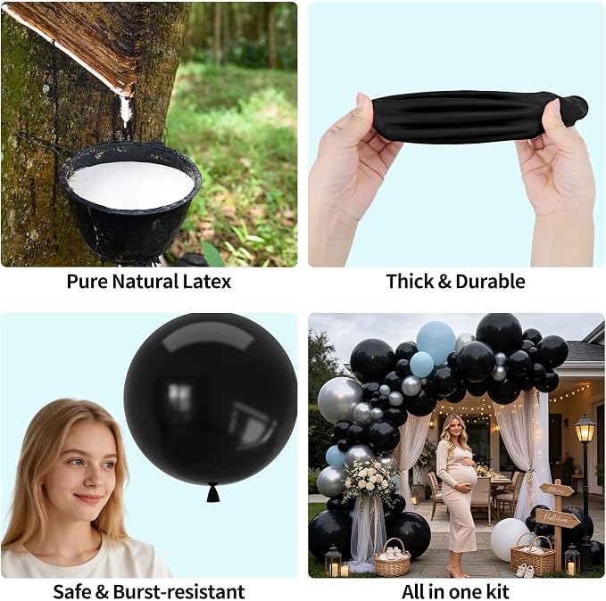 Black Balloons Different Sizes, 18 12 10 5 Inch Black Balloons Arch Kit Garland - Image 3
