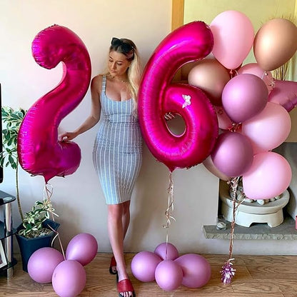40 Inch Hot Pink 25 Number Balloons Giant Jumbo Huge 25 or 52 Foil Mylar Helium - Image 3