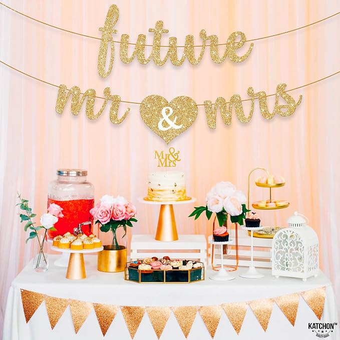 KatchOn Glitter Future Mr & Mrs Banner 10 Ft Bachelorette Party Decorations | - Image 6