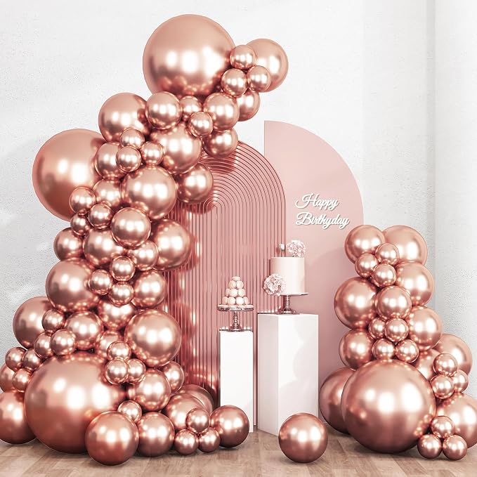 RUBFAC 135pcs Rose Gold Balloons Different Sizes 18 12 10 5 Inches, Latex by RUBFAC