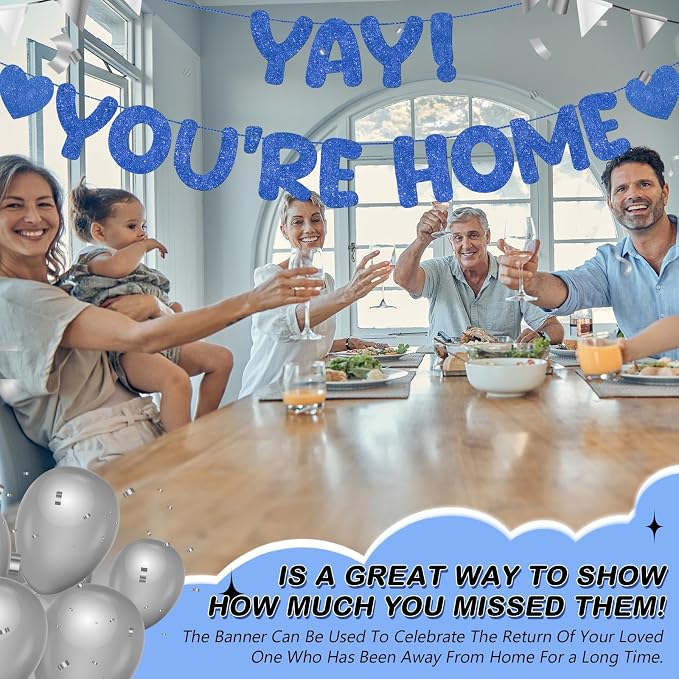 Fulmoon Pre Strung Yay You're Home Banner Glitter Welcome Home Party - Image 6