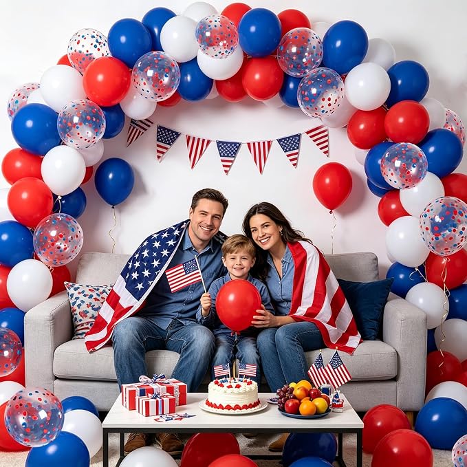 75pcs Red White and Blue Latex Balloons - Image 6