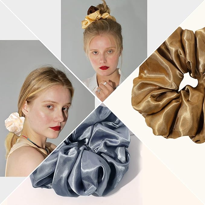 Scrunchies Hair Ties for Women Big Silk Satin Scrunchie Large Oversized Ligas Para el Cabello De Mujer Decorations Cute Jumbo Coth Ponytail Hair Scrunchy Giant Purple Hair Accessories Gift for Girls