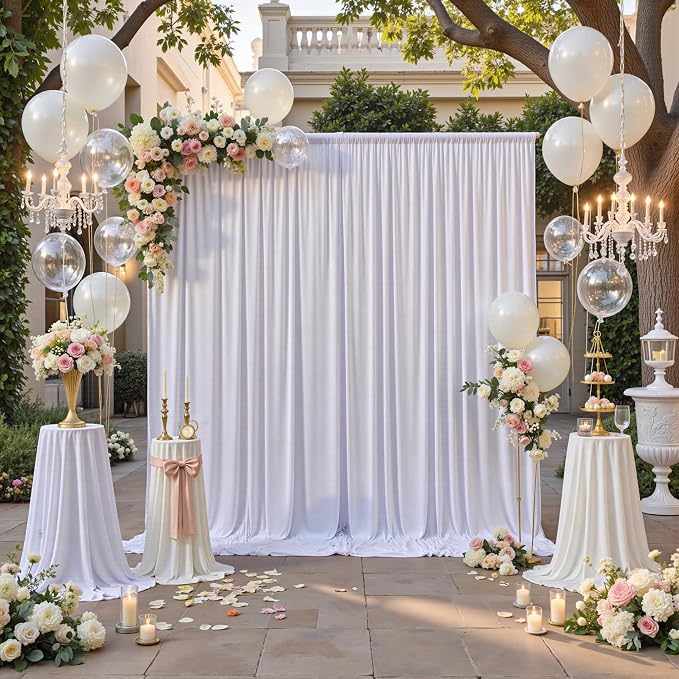 60ft x 12ft White Backdrop Curtains - Image 6