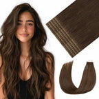 Youngsmile Insert Tape in Hair Extensions Injection Human Hair Extensions #4 Chocolate Brown Invisi Edge Tape ins Remy Human Hair 22 Inch Injected Hair Tape in Extensions 20pcs 50g Straight (#4,22'')