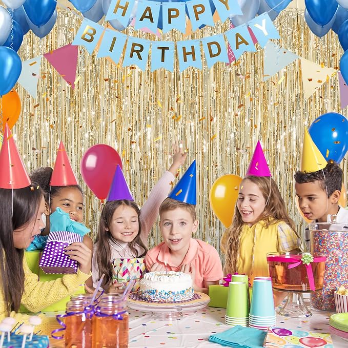 3 Pack 3.3 x 9.9 ft Champagne Gold Tinsel Streamers Party Decorations | Foil - Image 5
