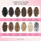 Clip on Ponytails for Women - 12 Inch Curly Ponytail Extension, Wavy Pony Tails Hair Extensions, Synthetic Hair Extensions Ponytail, Clip in Ponytail (Color: Ash Brown with Beige Blonde Highlights)