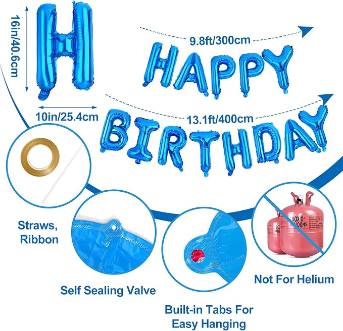 LIOZEOKUN Happy Birthday Balloon Letters 16 inch Mylar Foil Birthday Balloons - Image 2