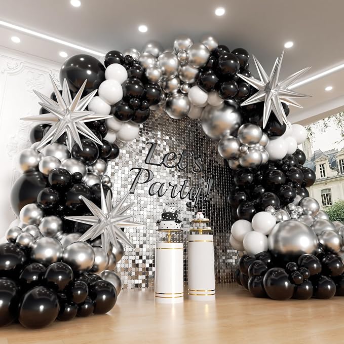 Black and Silver Balloons Arch Kit by Unknown