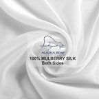 ALASKA BEAR Silk Pillowcase for Hair and Skin, 100% Mulberry Silk Pillow Cases Standard Size for Bliss Sleep with Random Color Scrunchy Gift Set Better Than Poly Satin, Zipper Closure, 1pc, Cool White