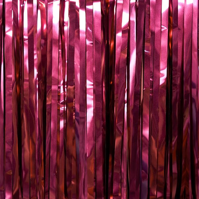 PartyWoo Burgundy Red Foil Fringe Tinsel Streamers 2pcs 6.6FT Backdrop | - Image 2