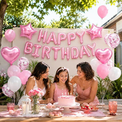 Pink White Birthday Decorations - Image 8