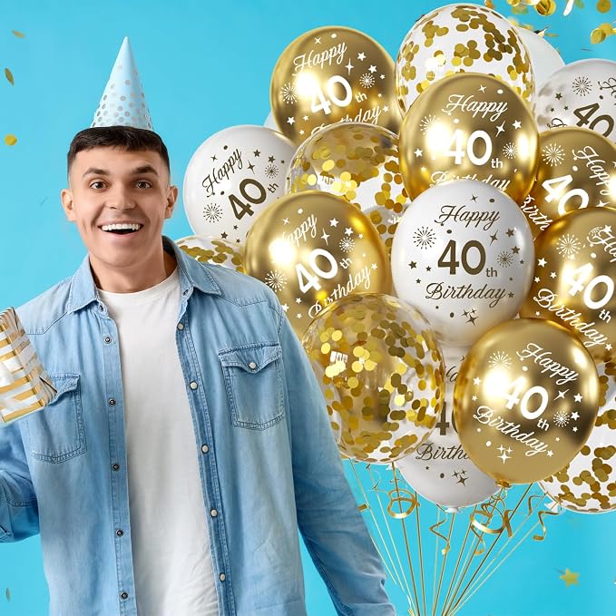 White Gold 18th Birthday Balloons Pack of 15 Men Women Happy 18th Birthday - Image 5
