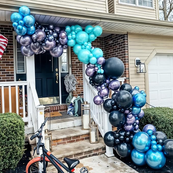 60 Pcs Black Purple Blue Balloons, Metallic Blue Purple Black Teal Confetti - Image 7