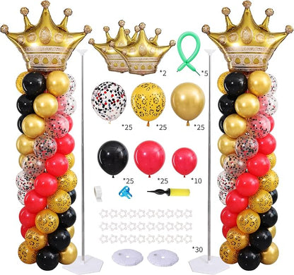 Red Black Gold Balloon Column Stand Kit Set of 2 by ZyloonDecoration